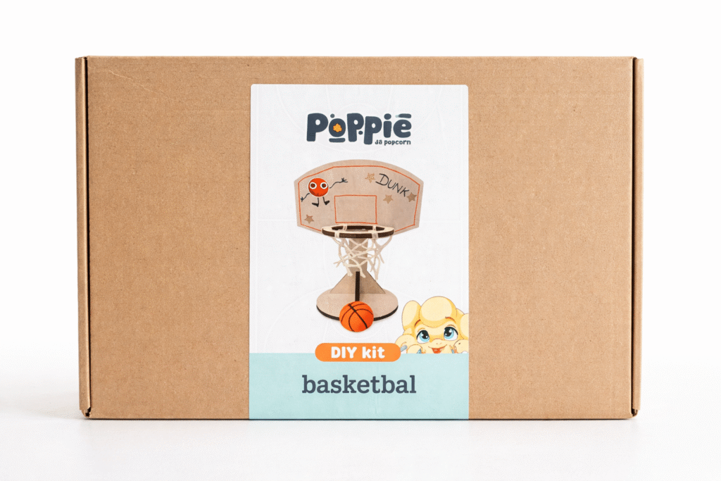 houten basketbalring knutselpakket kinderen Poppie Bas de IJsbeer